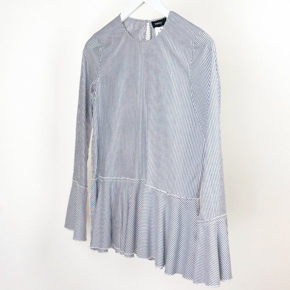 Theory Lexanda Mason Striped Bell-Sleeve Peplum Top - Picture 3 of 9